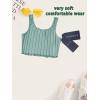 imageOYOANGLE Girls 2 Piece Outfits Sleeveless Rib Knit Notched Neck Crop Tank Top and Shorts Set TracksuitLight Green
