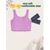imageOYOANGLE Girls 2 Piece Outfits Sleeveless Rib Knit Notched Neck Crop Tank Top and Shorts Set TracksuitPurple
