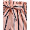 imageOYOANGLE Girls 2 Piece Outfits Summer Tie Knot Tank Top and Paperbag Waist Striped Shorts SetBlack and Pink