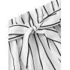 imageOYOANGLE Girls 2 Piece Outfits Summer Tie Knot Tank Top and Paperbag Waist Striped Shorts SetBlack and White