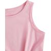 imageOYOANGLE Girls 2 Piece Outfits Summer Tie Knot Tank Top and Paperbag Waist Striped Shorts SetLight Pink