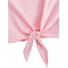 imageOYOANGLE Girls 2 Piece Outfits Summer Tie Knot Tank Top and Paperbag Waist Striped Shorts SetLight Pink