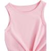 imageOYOANGLE Girls 2 Piece Outfits Summer Tie Knot Tank Top and Paperbag Waist Striped Shorts SetLight Pink