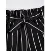 imageOYOANGLE Girls 2 Piece Outfits Summer Tie Knot Tank Top and Paperbag Waist Striped Shorts SetPink and Black
