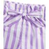 imageOYOANGLE Girls 2 Piece Outfits Summer Tie Knot Tank Top and Paperbag Waist Striped Shorts SetPurple