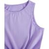 imageOYOANGLE Girls 2 Piece Outfits Summer Tie Knot Tank Top and Paperbag Waist Striped Shorts SetPurple