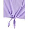 imageOYOANGLE Girls 2 Piece Outfits Summer Tie Knot Tank Top and Paperbag Waist Striped Shorts SetPurple