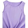 imageOYOANGLE Girls 2 Piece Outfits Summer Tie Knot Tank Top and Paperbag Waist Striped Shorts SetPurple