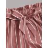 imageOYOANGLE Girls 2 Piece Outfits Summer Tie Knot Tank Top and Paperbag Waist Striped Shorts SetWhite Pink