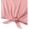 imageOYOANGLE Girls 2 Piece Outfits Summer Tie Knot Tank Top and Paperbag Waist Striped Shorts SetWhite Pink Striped