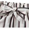 imageOYOANGLE Girls 2 Piece Outfits Summer Tie Knot Tank Top and Paperbag Waist Striped Shorts SetWhite Pink Striped