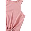 imageOYOANGLE Girls 2 Piece Outfits Summer Tie Knot Tank Top and Paperbag Waist Striped Shorts SetWhite Pink Striped