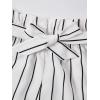 imageOYOANGLE Girls 2 Piece Outfits Summer Tie Knot Tank Top and Paperbag Waist Striped Shorts SetWhite and Pink