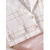 imageOYOANGLE Girls 2 Piece Skirt Sets Plaid Tweed Button Short Tank Dress and Long Sleeve Crop JacketWhite