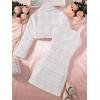 imageOYOANGLE Girls 2 Piece Skirt Sets Plaid Tweed Button Short Tank Dress and Long Sleeve Crop JacketWhite