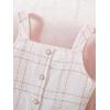 imageOYOANGLE Girls 2 Piece Skirt Sets Plaid Tweed Button Short Tank Dress and Long Sleeve Crop JacketWhite