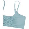 imageOYOANGLE Girls 2 Piece Solid Bikini Set Sport Swimsuit Ruched Tie Front Bathing Suit SwimwearLight Blue