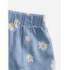 imageOYOANGLE Girls 2 Piece Summer Outfits Ditsy Floral print Crop Cami Top and Ruffle Shorts Clothing SetBlue