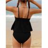 imageOYOANGLE Girls 2 Piece Tankini Swimsuit Ring Linked Eyelet Embroidery Swimsuit Bathing SuitBlack