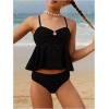 imageOYOANGLE Girls 2 Piece Tankini Swimsuit Ring Linked Eyelet Embroidery Swimsuit Bathing SuitBlack