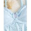 imageOYOANGLE Girls 2 Piece Tankini Swimsuit Ring Linked Eyelet Embroidery Swimsuit Bathing SuitBlue