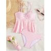 imageOYOANGLE Girls 2 Piece Tankini Swimsuit Ring Linked Eyelet Embroidery Swimsuit Bathing SuitPink