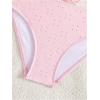 imageOYOANGLE Girls 2 Piece Tankini Swimsuit Ring Linked Eyelet Embroidery Swimsuit Bathing SuitPink