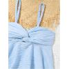 imageOYOANGLE Girls 2 Piece Tankini Swimsuit Textured Twist Front Ruched Ruffle Bikini Set Bathing SuitsBlue