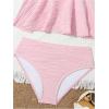 imageOYOANGLE Girls 2 Piece Tankini Swimsuit Textured Twist Front Ruched Ruffle Bikini Set Bathing SuitsPink