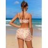 imageOYOANGLE Girls 3 Piece Bikini Sets Floral Print Spaghetti Straps Wireless Swimsuits with Beach SkirtPink White
