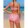 imageOYOANGLE Girls 3 Piece Bikini Sets Floral Print Spaghetti Straps Wireless Swimsuits with Beach SkirtRed