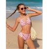 imageOYOANGLE Girls 3 Piece Bikini Sets Floral Print Spaghetti Straps Wireless Swimsuits with Beach SkirtWhite and Pink