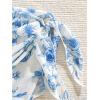 imageOYOANGLE Girls 3 Piece Boho Floral Bikini Swimsuit with Knot Side Beach Skirt Cover Up Bathing SuitsBlue and White