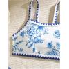 imageOYOANGLE Girls 3 Piece Boho Floral Bikini Swimsuit with Knot Side Beach Skirt Cover Up Bathing SuitsBlue and White