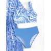 imageOYOANGLE Girls 3 Piece Floral Bikini Set Swimwear Bathing Suit Swimsuit and KimonoBlue and White