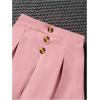 imageOYOANGLE Girls 3 Piece Outfits Suit Set Button Sleeveless Blazer Vest and Ribbed Cami Top with Pleated ShortsDusty Pink