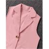 imageOYOANGLE Girls 3 Piece Outfits Suit Set Button Sleeveless Blazer Vest and Ribbed Cami Top with Pleated ShortsDusty Pink