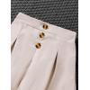 imageOYOANGLE Girls 3 Piece Outfits Suit Set Button Sleeveless Blazer Vest and Ribbed Cami Top with Pleated ShortsWhite and Khaki