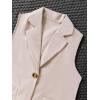 imageOYOANGLE Girls 3 Piece Outfits Suit Set Button Sleeveless Blazer Vest and Ribbed Cami Top with Pleated ShortsWhite and Khaki