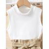 imageOYOANGLE Girls 3 Piece Outfits Tank Top and Paperbag Waist Pants and Belted Shorts Sets with Pockets Cute Clothing SetKhaki
