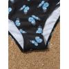 imageOYOANGLE Girls 3 Piece Swimsuit Butterfly Print Criss Cross Bikini Set Bathing Suit with Mesh PantsBlack
