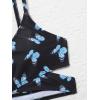 imageOYOANGLE Girls 3 Piece Swimsuit Butterfly Print Criss Cross Bikini Set Bathing Suit with Mesh PantsBlack