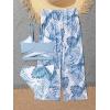 imageOYOANGLE Girls 3 Piece Swimsuit Butterfly Print Criss Cross Bikini Set Bathing Suit with Mesh PantsBlue White