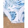 imageOYOANGLE Girls 3 Piece Swimsuit Butterfly Print Criss Cross Bikini Set Bathing Suit with Mesh PantsBlue White