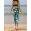 imageOYOANGLE Girls 3 Piece Swimsuit Butterfly Print Criss Cross Bikini Set Bathing Suit with Mesh PantsGreen Graphic