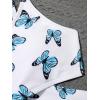 imageOYOANGLE Girls 3 Piece Swimsuit Butterfly Print Criss Cross Bikini Set Bathing Suit with Mesh PantsWhite