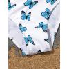 imageOYOANGLE Girls 3 Piece Swimsuit Butterfly Print Criss Cross Bikini Set Bathing Suit with Mesh PantsWhite