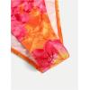 imageOYOANGLE Girls 3 Piece Triangle Swimsuits Floral Print High Waisted Halter Bikini Set with Cover Up SkirtOrange
