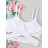 imageOYOANGLE Girls 3 Piece Tropical Print Criss Cross Bikini Swimsuit with Cover Up KimonoGreen Pink