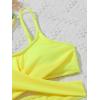 imageOYOANGLE Girls 3 Piece Tropical Print Criss Cross Bikini Swimsuit with Cover Up KimonoYellow and Green